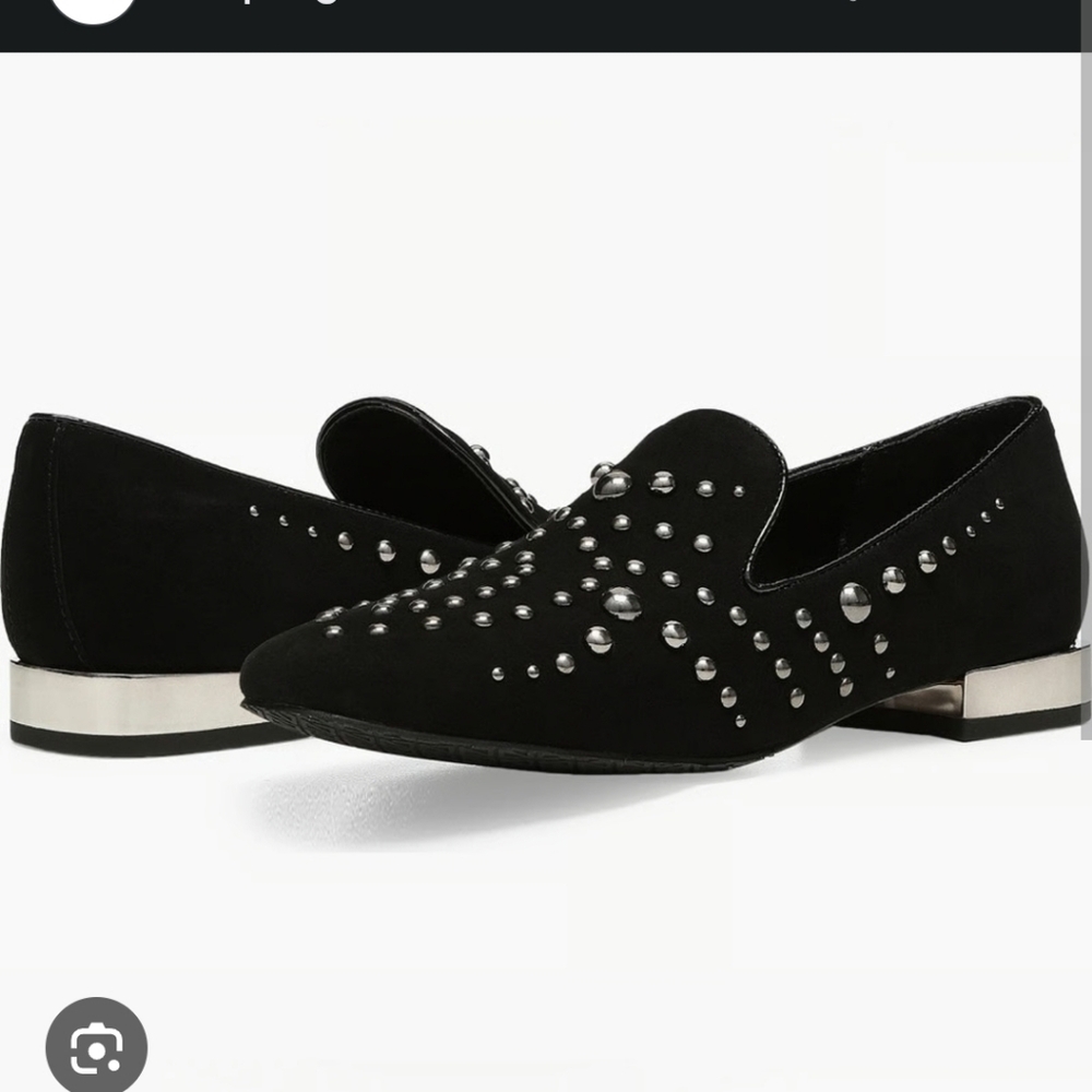 Black Suede Studded Loafers